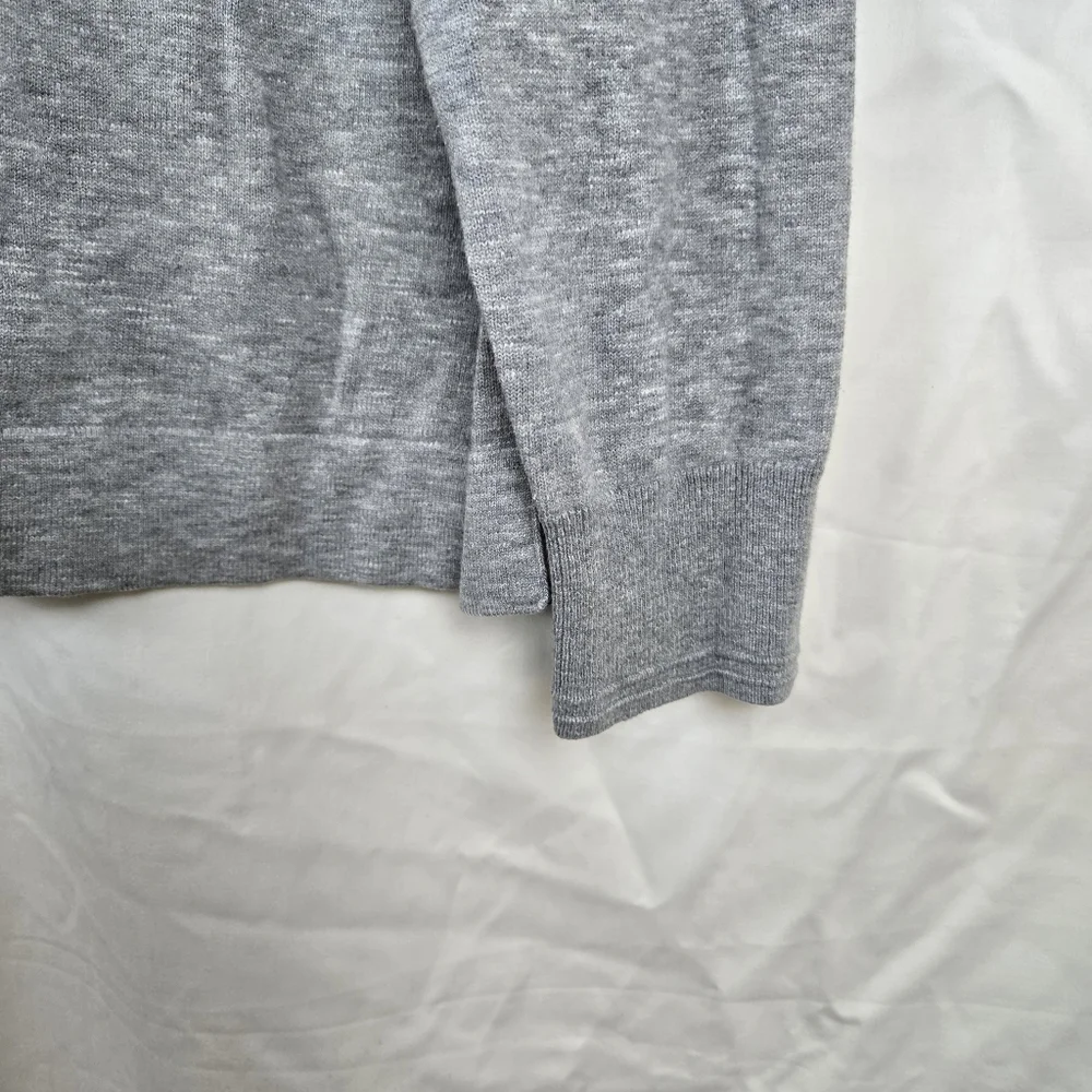 Banana Republic Men's Heather Gray Slub Long‎ Sleeve Knit Henley Cotton Shirt XL